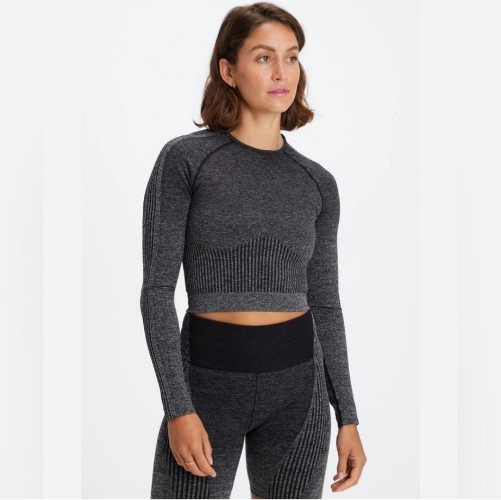 Fabletics Ombre Seamless Long Sleeve Top Cropped Grey XL